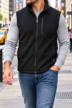 Chaps Everyday Performance Black Full Zip Vest Men's XLT Big & Tall